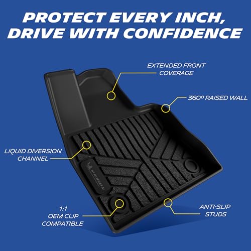 Image of Michelin Vehicle Mats for 2020-2021 Ford Explorer 6-Seat | Fit for XLT /Limited /ST /Platinum /Limited Hybrid, Captain Seats, 2nd Row, All-Weather TPE Custom Fit Liner, Premier