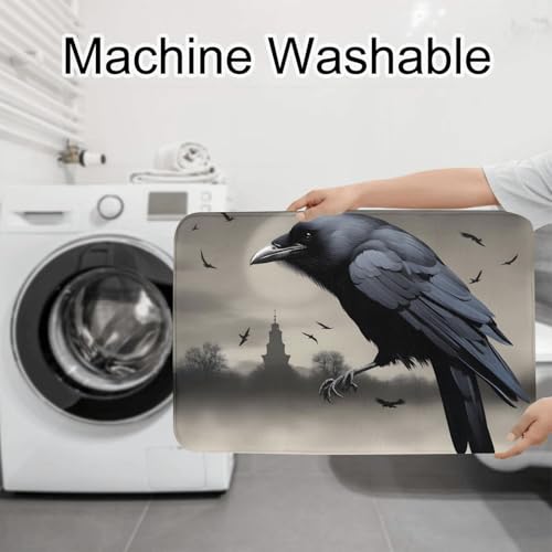 Tapis de salle de bain absorbant et antidérapant Night Crow ensemble de 3 tapis WC - 8