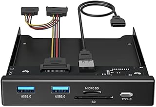 USB 3.0 Front Panel 3.25, BYEASY SuperSpeed 5 Ports Frontpanel for 3.5 Inch Bay with 2 USB 3.0, SD / TF Card Reader, Type C Connector for PC Computer Desktop Case Front Slot Mainboard