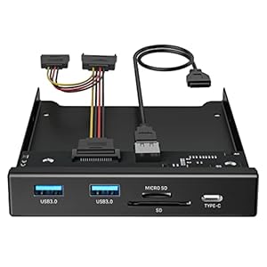 BYEASY Front Panel USB 3.0 Hub, 5 Ports 3.5 Inches Internal Metal USB Hub with 2 USB 3.0 Ports, SD/TF Internal Card Reader and USB 3.1 Gen 1 Type C Port Fits Any 3.5″ Floppy Disk Bay