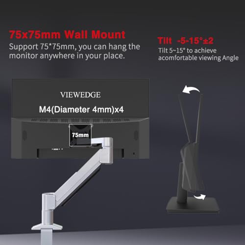 Image of Viewedge Gaming Monitor 24 Inch 1080p 180Hz, VA 1ms FHD PC Computer Monitor with 100% sRGB, Bluelight Filter, 2 HDMI & 1 DP Port, Support Freesync and Wall Mounted