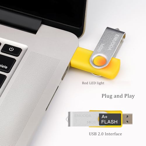 Image of 16GB Flash Drive 10 Pack ENUODA Thumb Drives 16GB Swivel Design USB 2.0 Memory Stick Jump Drive Pen Drive for Storage and Backup (10 Colors)