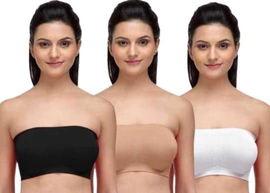 Image of Gozzby Womens & Girls Full Coverage Stylish Bandeau Non Padded Cotton Seamless Tube Bra