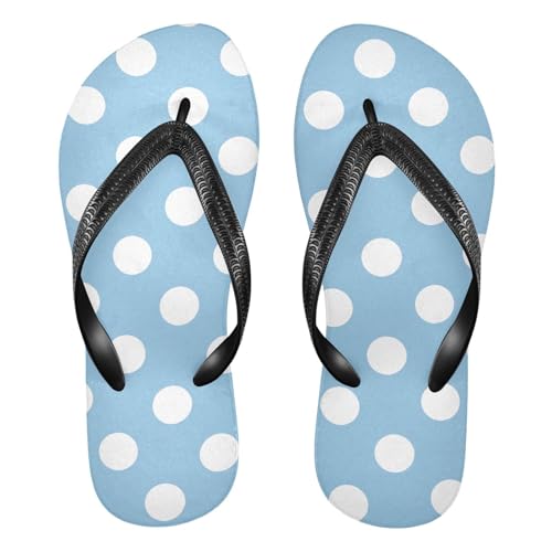 SPRIPORT Polka Dot Slim Flip Flops for Women Men Comfortable Casual Thong Cushion Sandals with Non-Slip Rubber Sole Flat Sandals for Walking Beach Summer