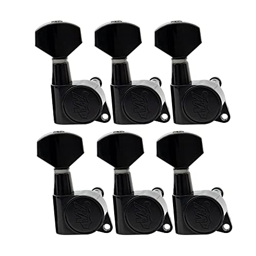 Wilkinson WJN07 6 inline EZ-LOK Guitar Tuners Machine Heads 19:1 Ratio Tuning Pegs Keys for Stratocaster Telecaster Electric Guitar Black