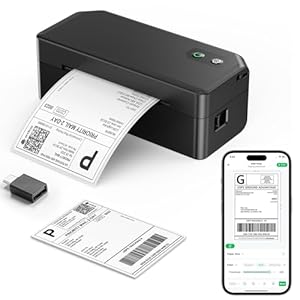 SVANTTO Bluetooth Thermal Label Printer 4x6, Shipping Label Printer for Royal Mail, DPD, eBay, Etsy, Shopify, Compatible with iOS, Android, macOS, Windows, Inkless, Y42BT