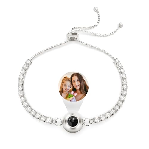 Easycosy Bracciale con Foto Personalizzata, Braccialetto con Foto Proiettata Dentro,