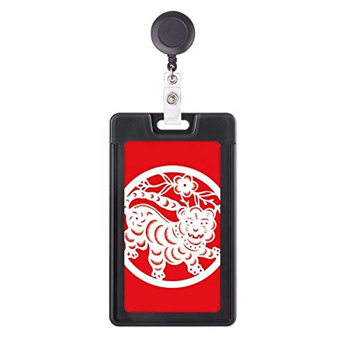 Porte-badge rétractable tigre chinois enrouleur carte d'accès zodiaque