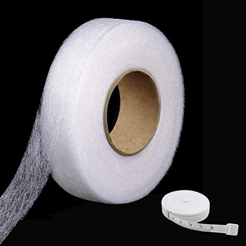 Lanjue 25mm Wonder Web Hemming Tape, 70 Yard Iron On Hemming Tape Adhesive Fabric Fusing Hemming Tape Wonderweb Tape for Trousers with Tape Measure for Jeans Hems Curtain