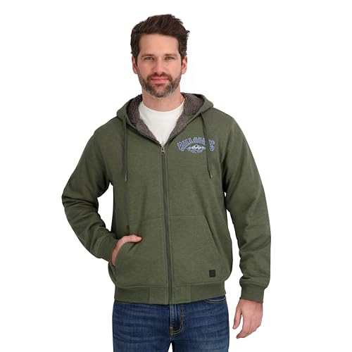 Billabong Mens Sherpa Lined Hoodie Jacket Olive L