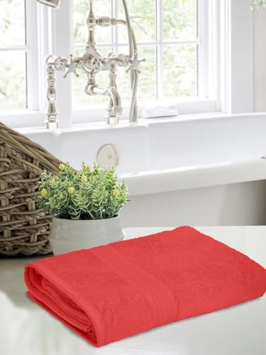 Image of Bombay Dyeing Towel 100% Cotton Tulip Bath Turkish Towel | 450 GSM, Super Soft & Ultra Absorbent | 75cm x 150cm | Hand Washable & Machine Washable (Red)