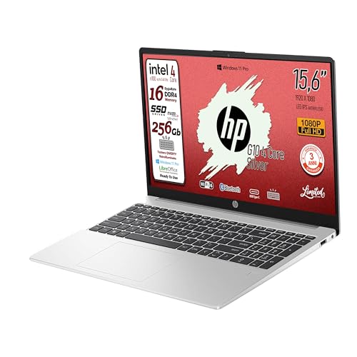 Image of HP 250 G10 Laptop Notebook, Ram 16GB, SSD 256Gb, FullHD Display 15.6 inch, Intel N100 4Core CPU up to 3.4 GHz, Backlit Keyboard, Win 11 Pro, 3 Year Warranty, Ready to Use, Italy