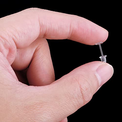 100 Pair Plastic Clear Earrings for Surgery, Work, Sports - Invisible Silicone Stud Replacements for Women and Men4