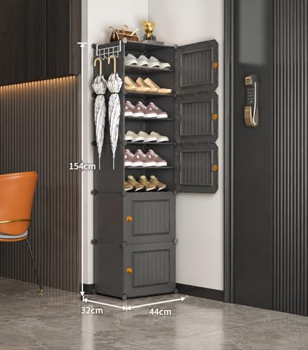 Image of EXVITO 10 Tier Shoe Rack with Shelf, Folding Shoe Rack for Bedroom, Living Room,Entryway, Footwear Stand for Home, Organizer, ShoeRack Plastic | Plastic Shoes Rack for Home - Grey