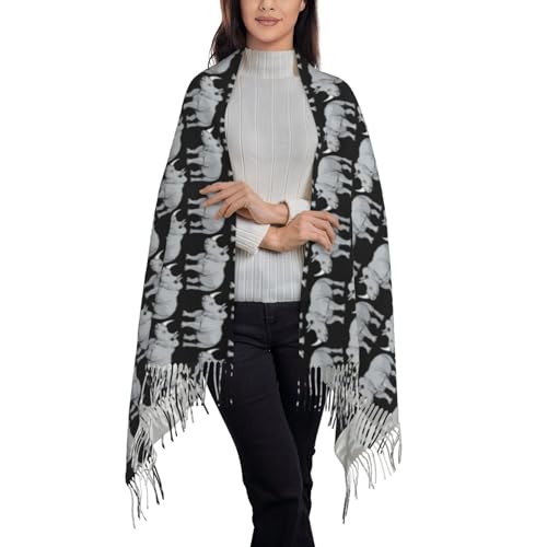 Animal Rhino Print Womens Fall Winter Tassel Scarf Shawls Wraps Long Blanket Scarves Holiday Presents3