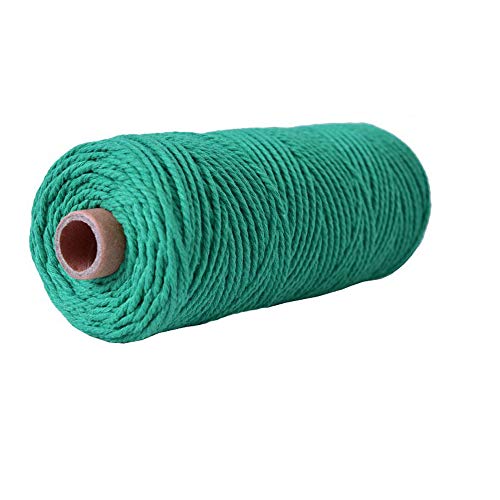 109 Yard 3mm Green Macrame Cotton Cord Crochet Knitting Weaving Natural Twisted Cotton Rope DIY Wall Hanging Plant Hanger DIY Bag Craft Art Yarn