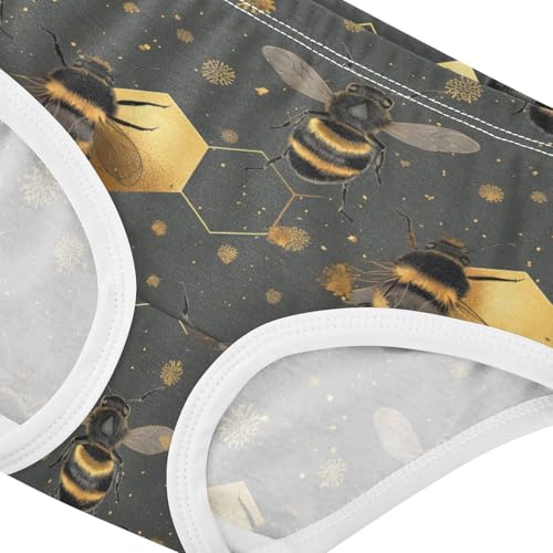 Wusikd Bees Girls' Underwear Cotton Honeycomb Girls Briefs Soft Toddler Underwear 2T4