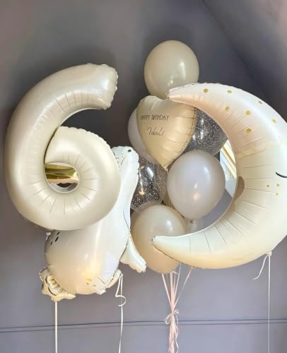 Image of 8 Balloon Numbers Birthday Decorations, 40In Cream Balloons for Men Women | Eye-catching Appearance, Perfect Decorative Centerpieces, Convenient Self-sealing Structure, Widely for Various Occasions