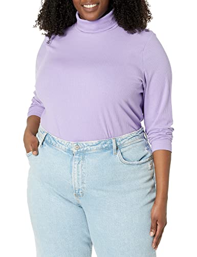 Image of Amazon Essentials Women's Slim-Fit Stretchy Layering Long Sleeve Knit Rib Turtleneck Top (Available in Plus Size), Pack of 2