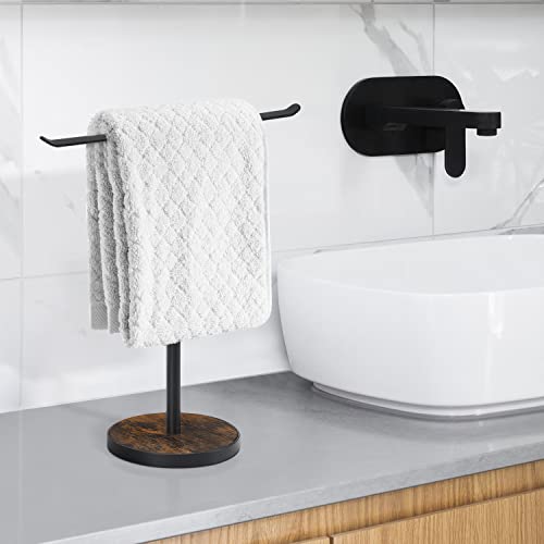 Yinmit Hand Towel Holder Stand, Bathroom Countertop Towel Rack With Wooden Base, Freestanding Kitchen Towel Rack, Heavy Duty T-Shape Face Towel Stand For Bathroom, Kitchen, Vanity (Style A) #TOP1