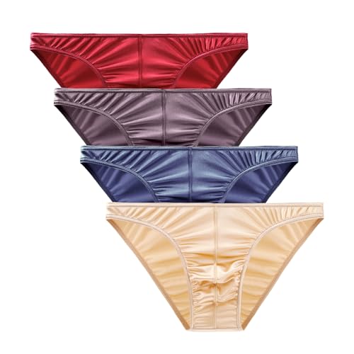 wierside Slip Homme sous Vêtements Stretch Pantalon Court Soft Satin Tongs Slips 4 pièces (M,FW0805-1)