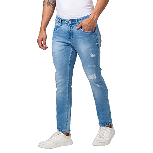 Image of Spykar Men's Kano Slim Fit Mid-Rise Jeans (Ankle Length)