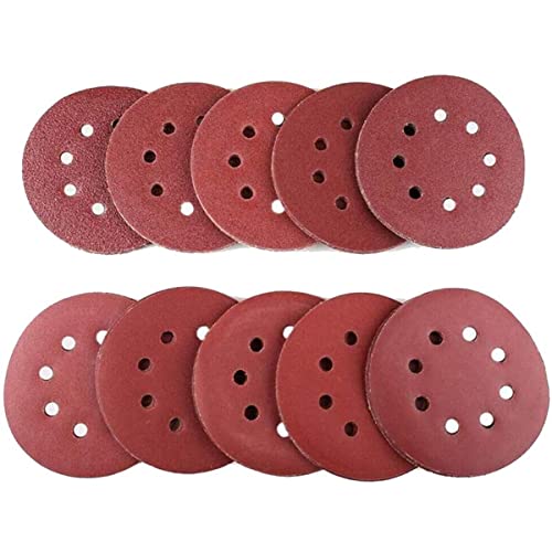 MACHSWON 10 Pcs Dry Sanding Discs 125mm 5 inch Hook and Loop 8 Hole Sandpaper 400 Grit for Random Orbital Sanders