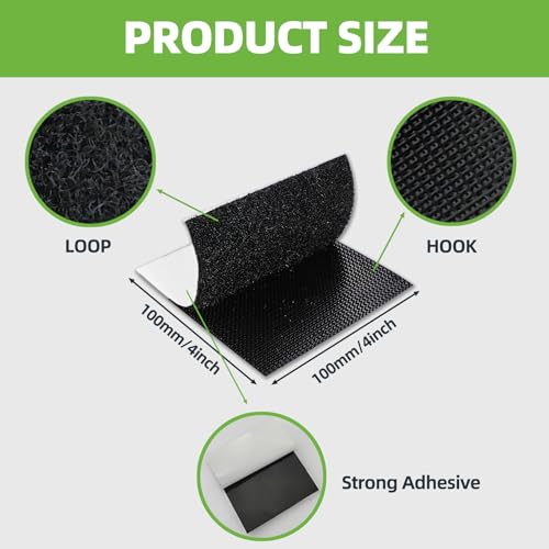 Image of 12 Sets 4 x 4 Inch Self Adhesive Hook and Loop Tape-Industrial Grade Strong Adhesive Dot Double-Sided Tape Can Be Used for Home, Car, Office Wall Decoration Or Carpets