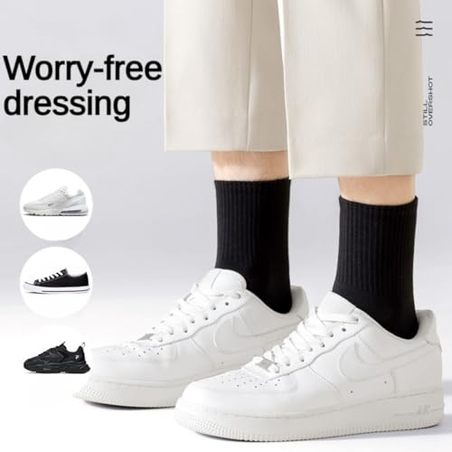 Mens 100% Cotton Socks Thin Mid Calf Moisture Wicking Business Casual Mens Socks 5 Pack4
