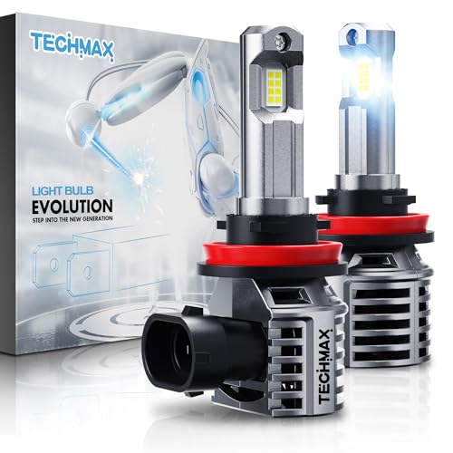 TECHMAX H11 Light Bulb, H8 H9 H11 Fog Light Bulb w/Fan 600% Bright 6500K Wireless Direct Insertion Plug and Play, Pack of 2 by TECHMAX - Used condition - US$19.90