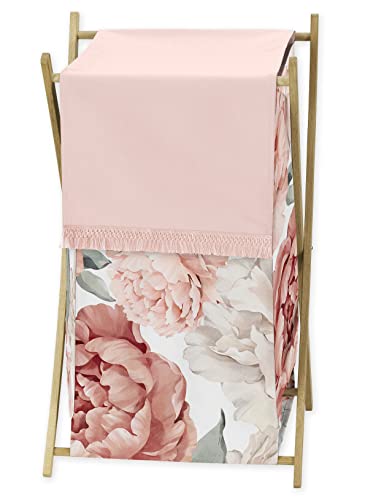 Image of Sweet Jojo Designs Blush Pink Boho Shabby Chic Floral Girl Baby Kid Clothes Laundry Hamper Off White Ivory Bohemian Vintage Garden Watercolor Flower Nature Elegant Colorful Pastel Light Dusty Rose