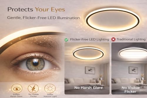 Image of LED Ceiling Light from Acrylic Flush Mount Lamp for Living Room, Bedroom, Kitchen & Office. Modes : Warm, Cool & Natural White (Galaxy 40 cm)
