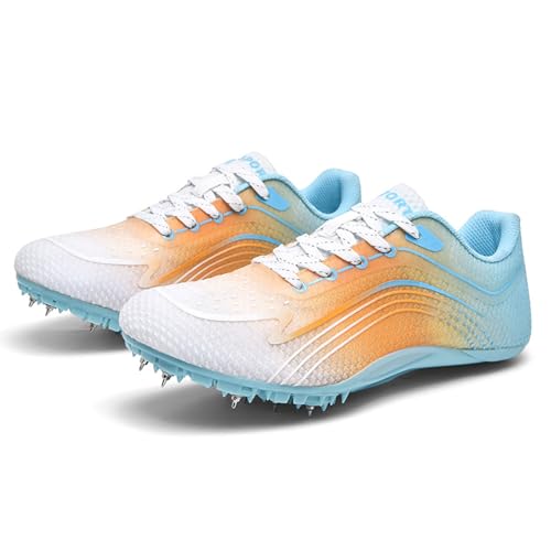 Zapatillas de atletismo con clavos Sprint, amortiguación con placa de carbono, 7 clavos, malla, transpirables, antideslizantes, ligeras, unisex, para mujer, hombre, atletismo, carreras, 35-44 EU