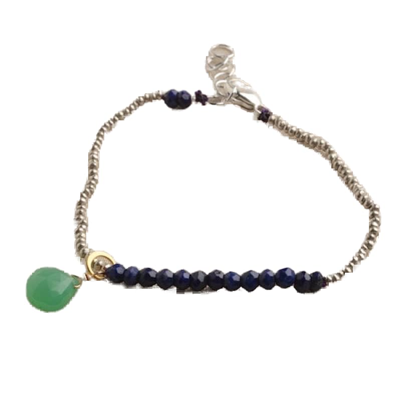 Bracelet ajustable lapis lazuli et onyx vert pour éviter les erreurs de taille