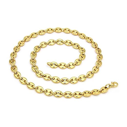 1 chaîne grain de café 5 mm en acier inoxydable pour colliers, bracelets, collier fait main, doré, 45 cm