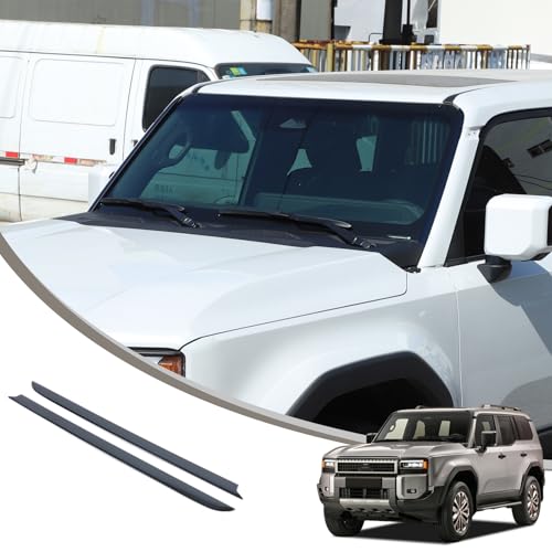 METYOUCAR トヨタ ランドクルーザー250 ランクル250 専用 フロントガラストリム 装飾トリム ガラスサイドトリム ABS素材 貼付タイプ 取付簡単 外装パーツ カスタム アクセサリー カー用品 2点セット(ピアノブラック)