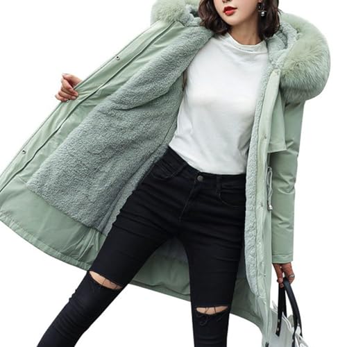 Manteau d'hiver long doublure fourrure parka épaissir structure bulle