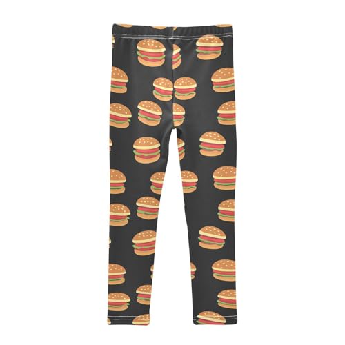 Hamburger Cartoon Food Black Girls Casual Leggings for Kids Printed Long Pant Bottoms Stretch and Soft2