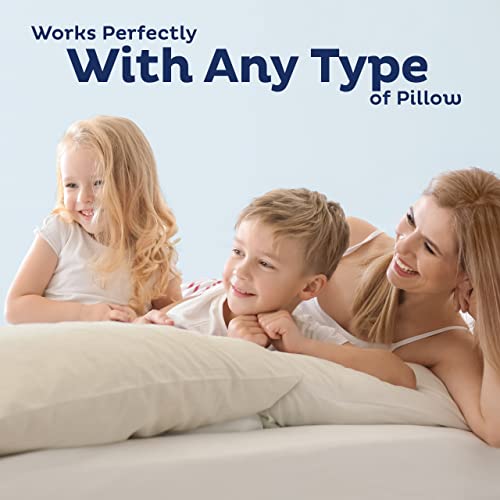 Snuggle-Pedic Pillow Case - Queen 20" X 30" White Pillow Cases W/Breathable Stretch Knit Cotton #TOP6