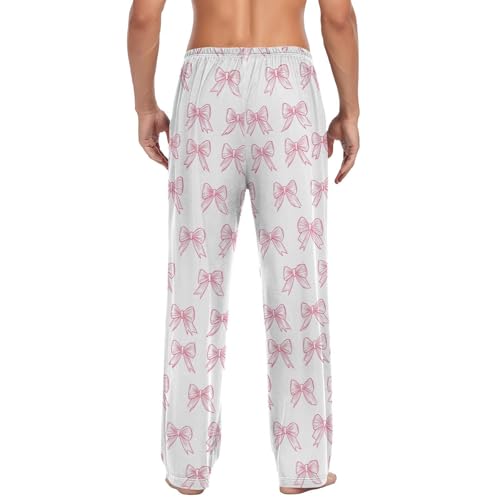 Men’s Cute Bow Tie Pajama Pants with Pockets, Comfortable Lounge Sleep Bottoms#7152