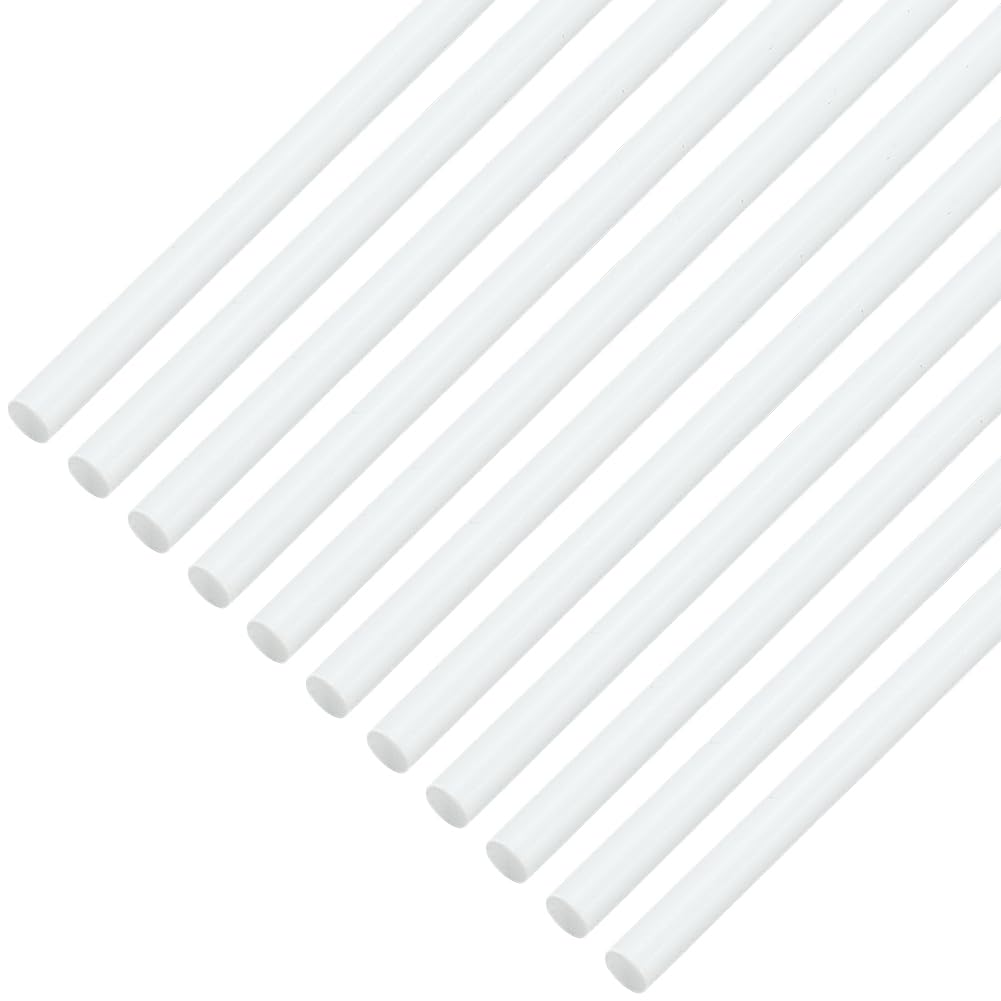 BENECREAT 30 pz Asta Rotonda In Plastica ABS Bianca, Barre Tonde In Plastica Stirene ABS Da 4mm X 250mm, Asta di Collegamento In per Modellismo Fai Da Te, Tavolo di Sabbia per Case