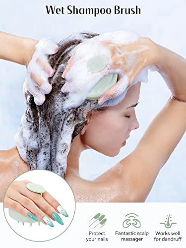 Image of HEETA Scalp Massager Hair Growth, Soft Silicone Scalp Scrubber Shampoo Brush for Exfoliation, Dandruff Removal & Head Massage Stress Relax, Wet & Dry Use for Thick, Thin Hair Care, Wheat Straw Green