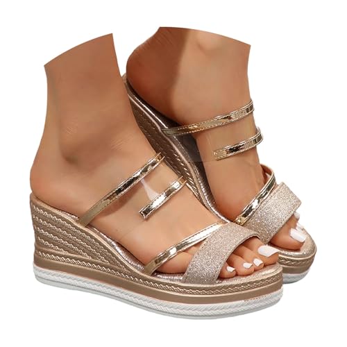 Générique Chaussures Femme Pieds Larges Sandales Et Nu-Pieds Sandales À Talons Hauts Et Semelle Épaisse pour Femmes,Grandes Tailles Mules Femme Été...