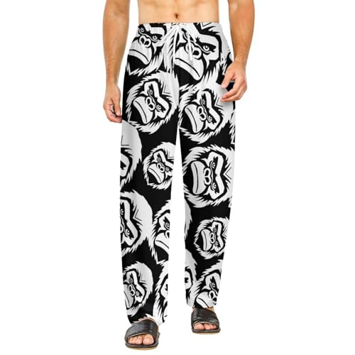 Gorilla Face Unisex Pajama Pants Soft Sleep Bottoms Lounge Pants Trousers Homewear Sleepwear