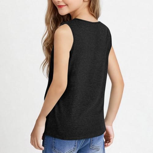 Girls V Neck Tank Tops Sleeveless T-Shirts Loose Tunic Blouses Athletic Sports Tees Cotton Solid Tank Tops Summer Tees3