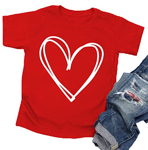 Image of LAZYCHILD Kids Valentine Shirt Girls Valentines Day Shirts Heart Graphic Long Sleeve Striped Tee Tops 5-14 Years
