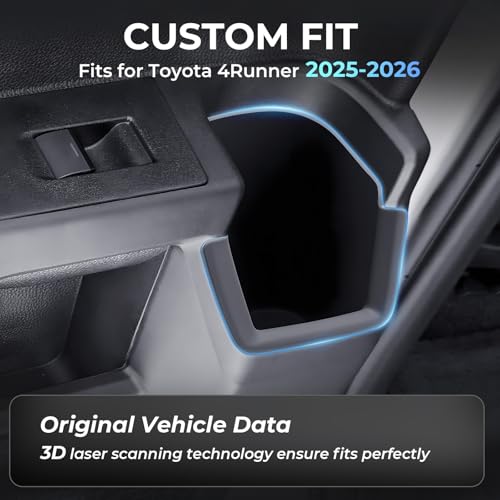 Image of 2PCS Rear Cup Holder Inserts for Toyota 4Runner 2026 2025 (6th Gen), Interior Accessories TPE Cup Holder for 2025-2026 4 Runner, Black