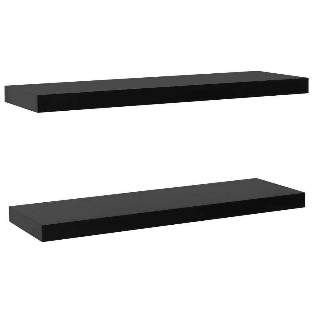 Juego de estanterías flotantes de madera de densidad media, color negro, 100 x 20 x 3,8 cm, con montaje invisible para salón, oficina y baño