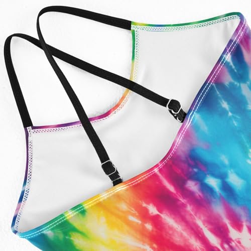 Rainbow Spiral Tie Dye Girls One-Piece Swimsuit Beach Bathing Suit4