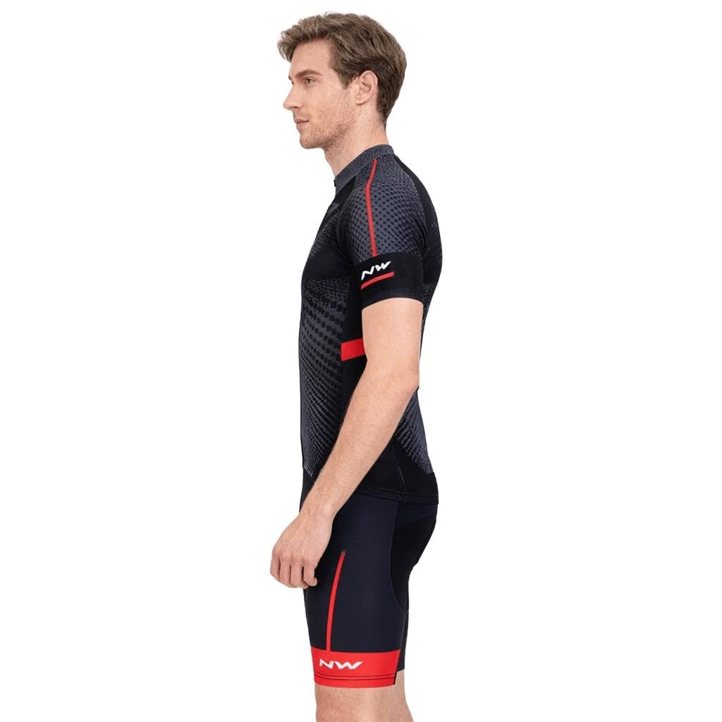 Tuta da Bicicletta MTB Estiva da Uomo Traspirante Asciugatura Veloce Manica Corta e Pantaloncini Imbottiti Maglia da Ciclismo con Motivo Leone